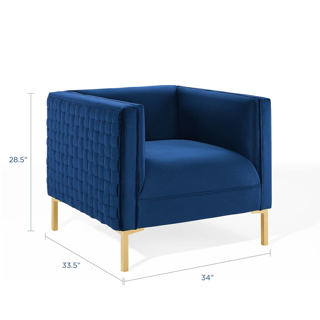 Resonate Performance Velvet Armchair in Navy