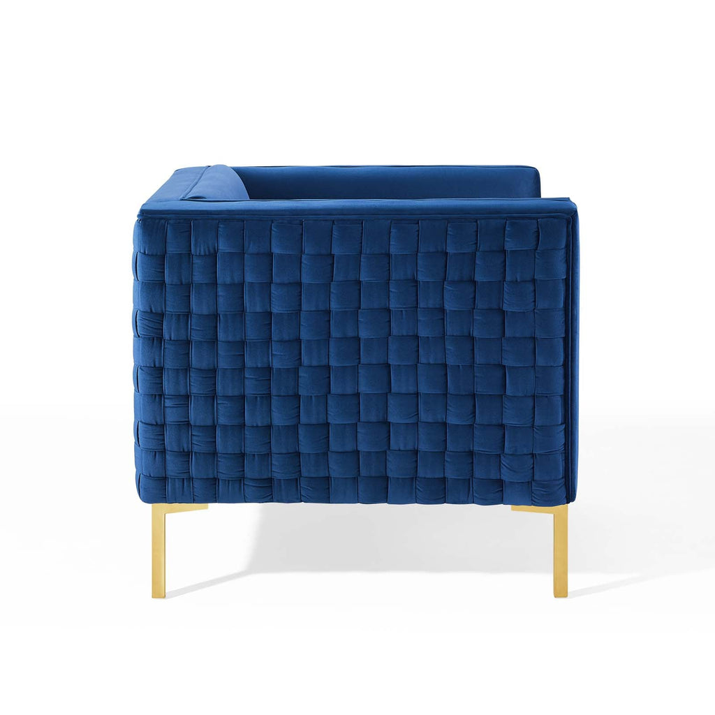 Resonate Performance Velvet Armchair in Navy