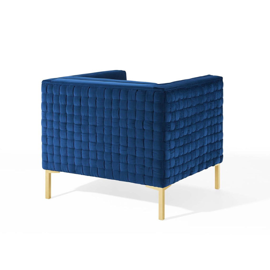 Resonate Performance Velvet Armchair in Navy