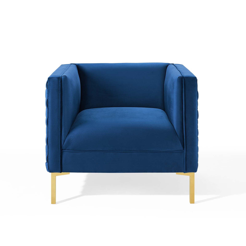 Resonate Performance Velvet Armchair in Navy