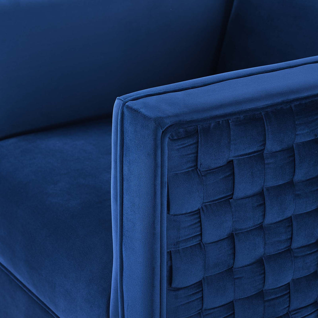 Resonate Performance Velvet Armchair in Navy