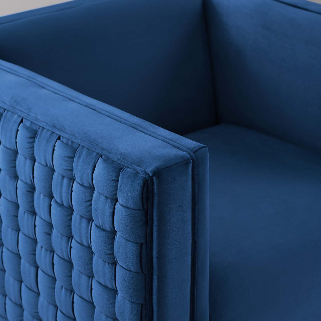 Resonate Performance Velvet Armchair in Navy