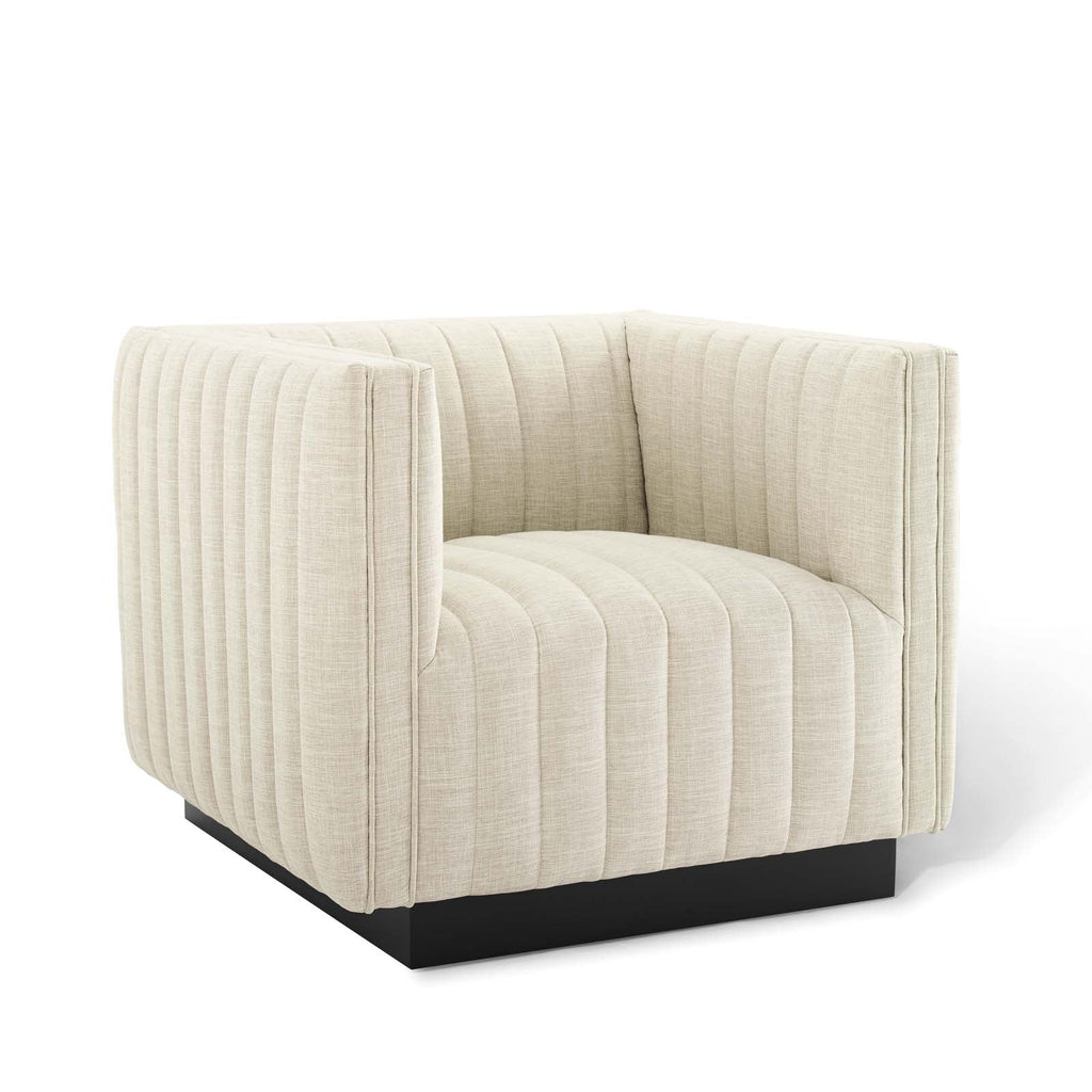 Conjure Tufted Upholstered Fabric Armchair in Beige