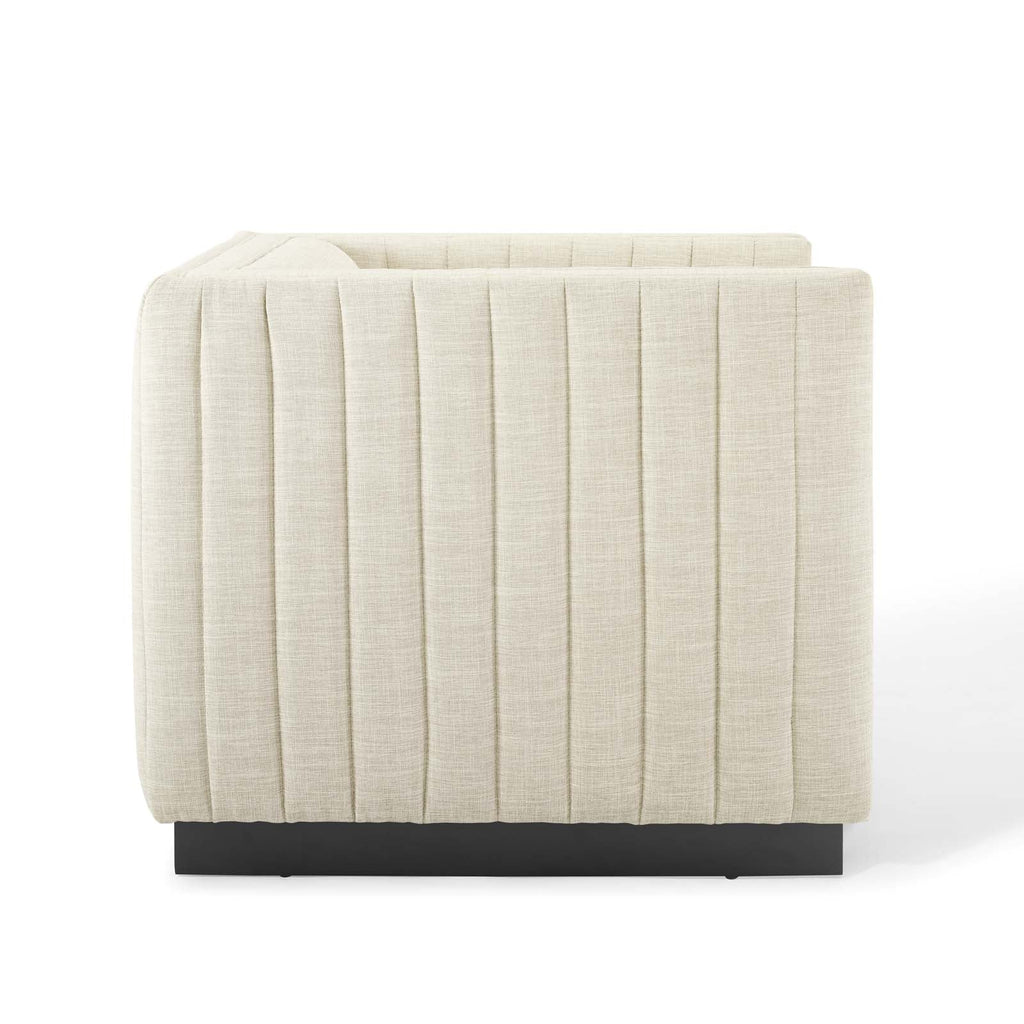 Conjure Tufted Upholstered Fabric Armchair in Beige