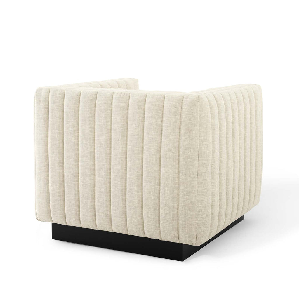 Conjure Tufted Upholstered Fabric Armchair in Beige