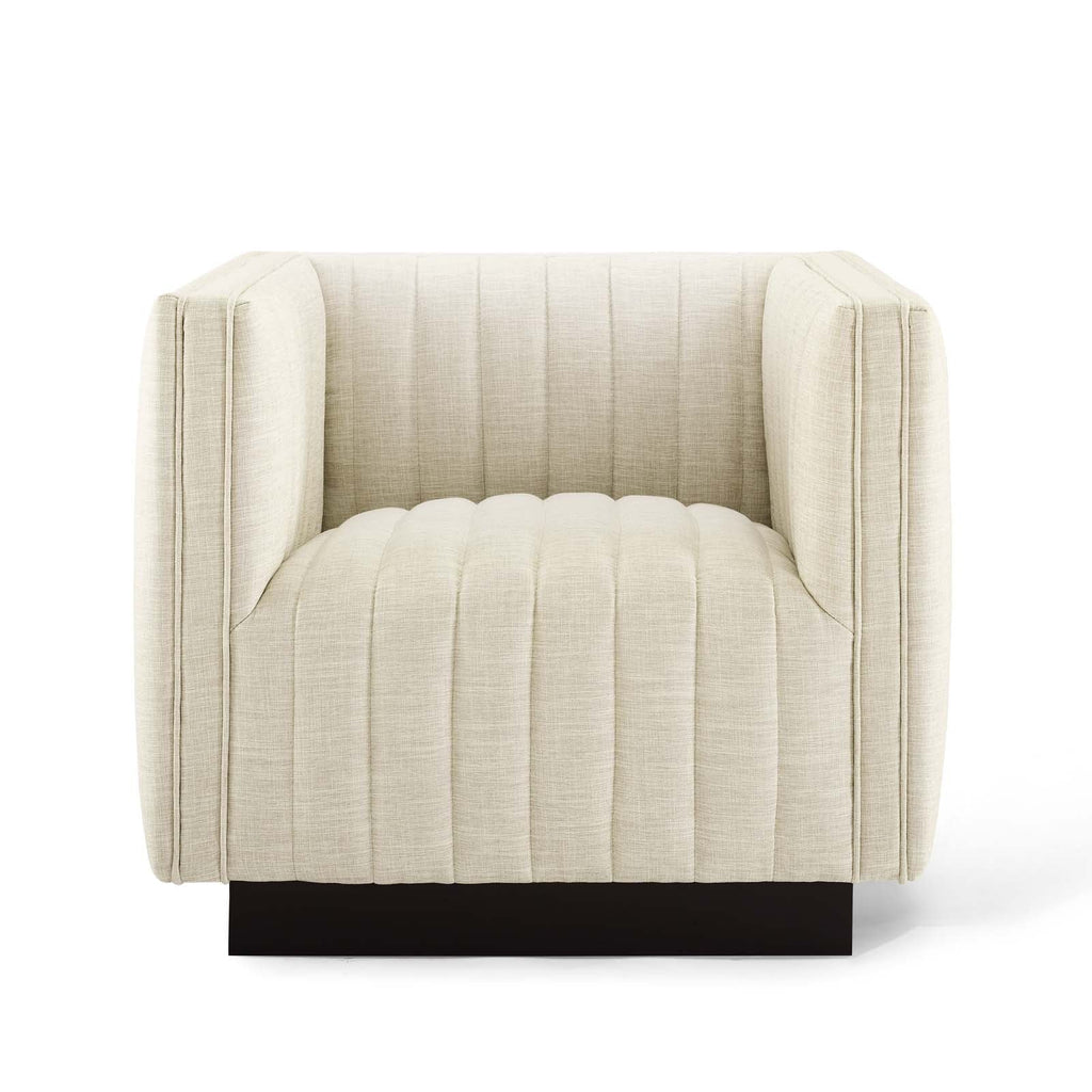 Conjure Tufted Upholstered Fabric Armchair in Beige