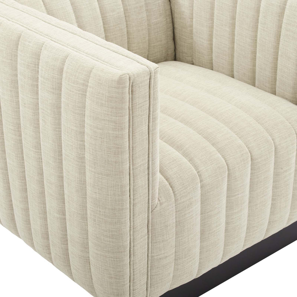 Conjure Tufted Upholstered Fabric Armchair in Beige