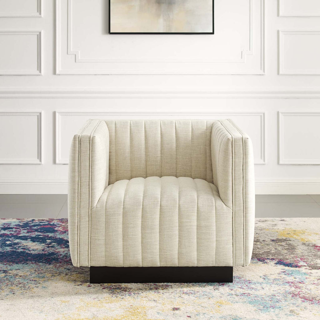 Conjure Tufted Upholstered Fabric Armchair in Beige