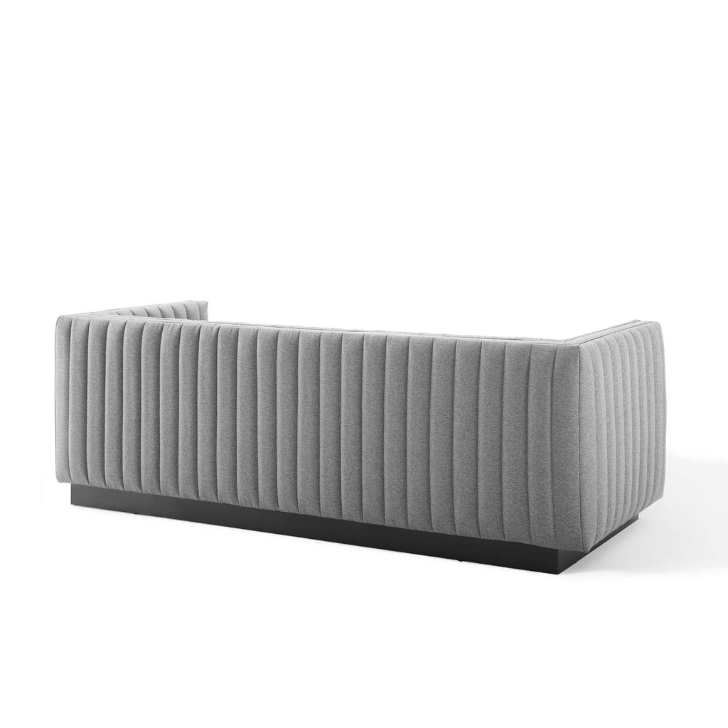 Conjure Tufted Upholstered Fabric Sofa in Light Gray