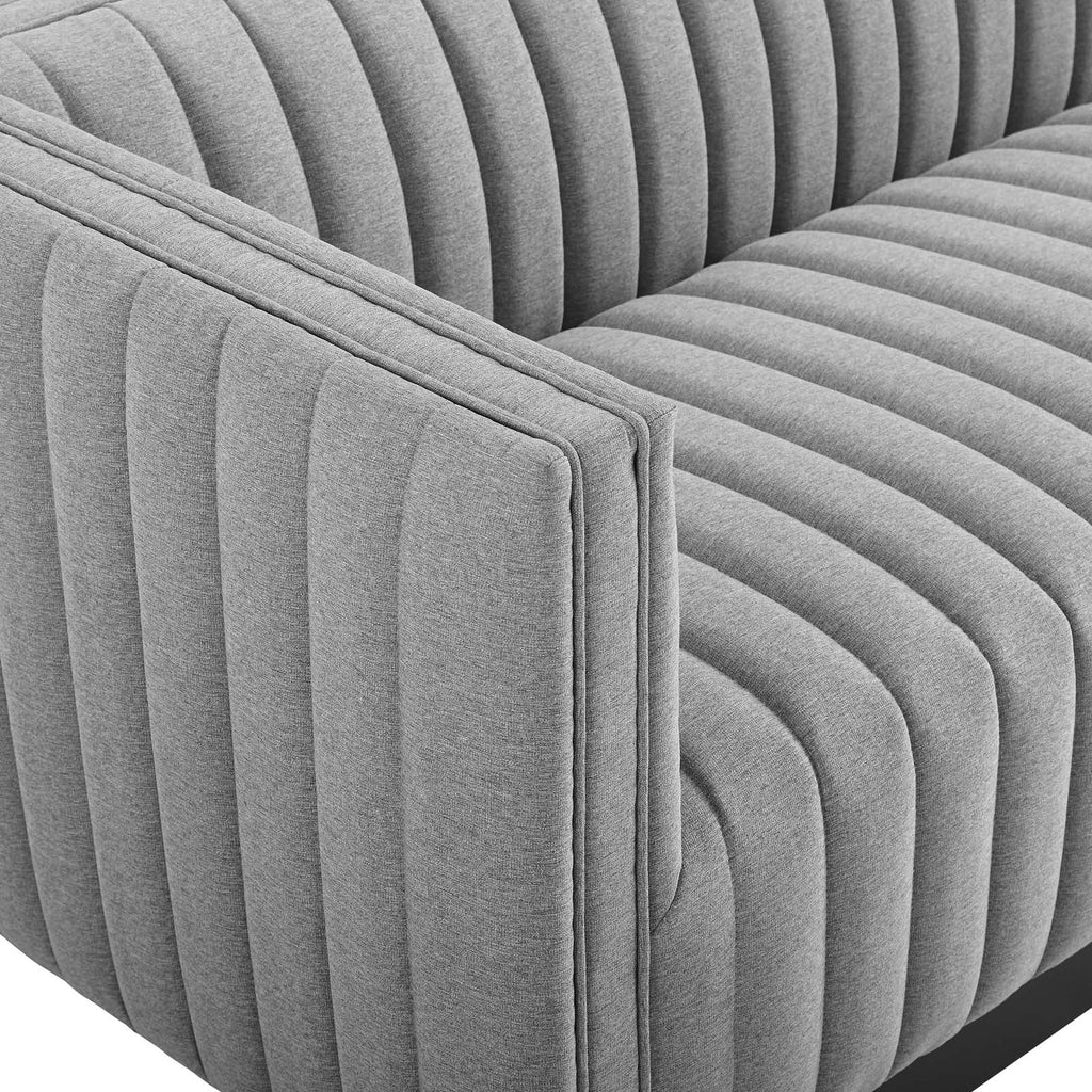 Conjure Tufted Upholstered Fabric Sofa in Light Gray