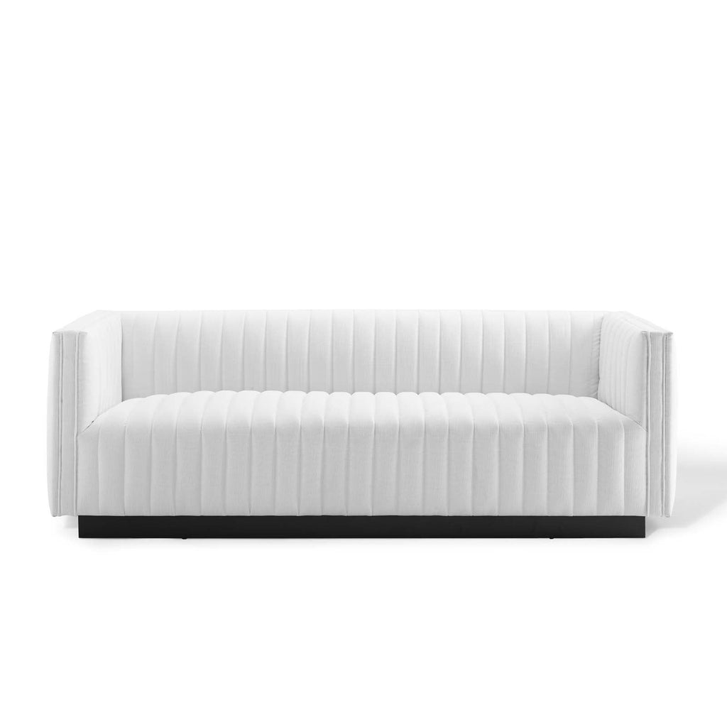 Conjure Tufted Upholstered Fabric Sofa in White