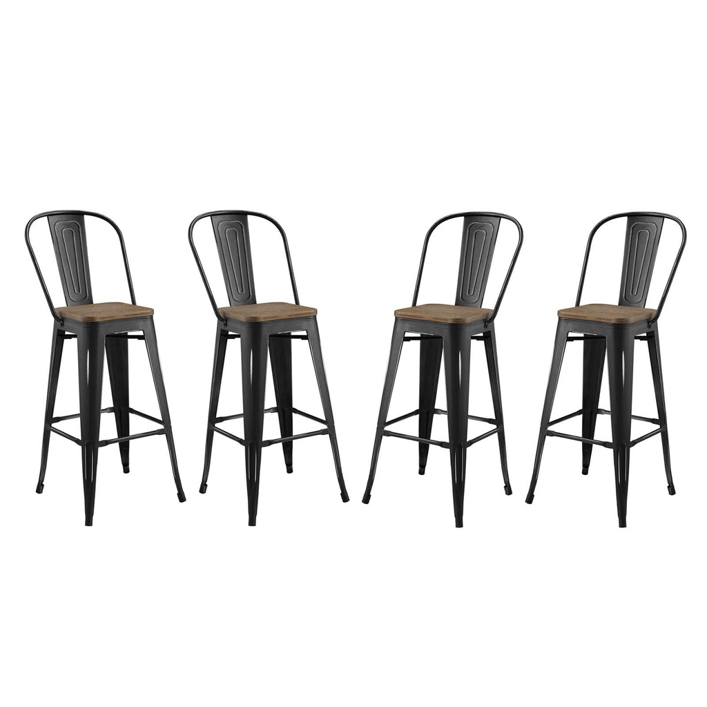 Promenade Bar Stool Metal Set of 4 in Black