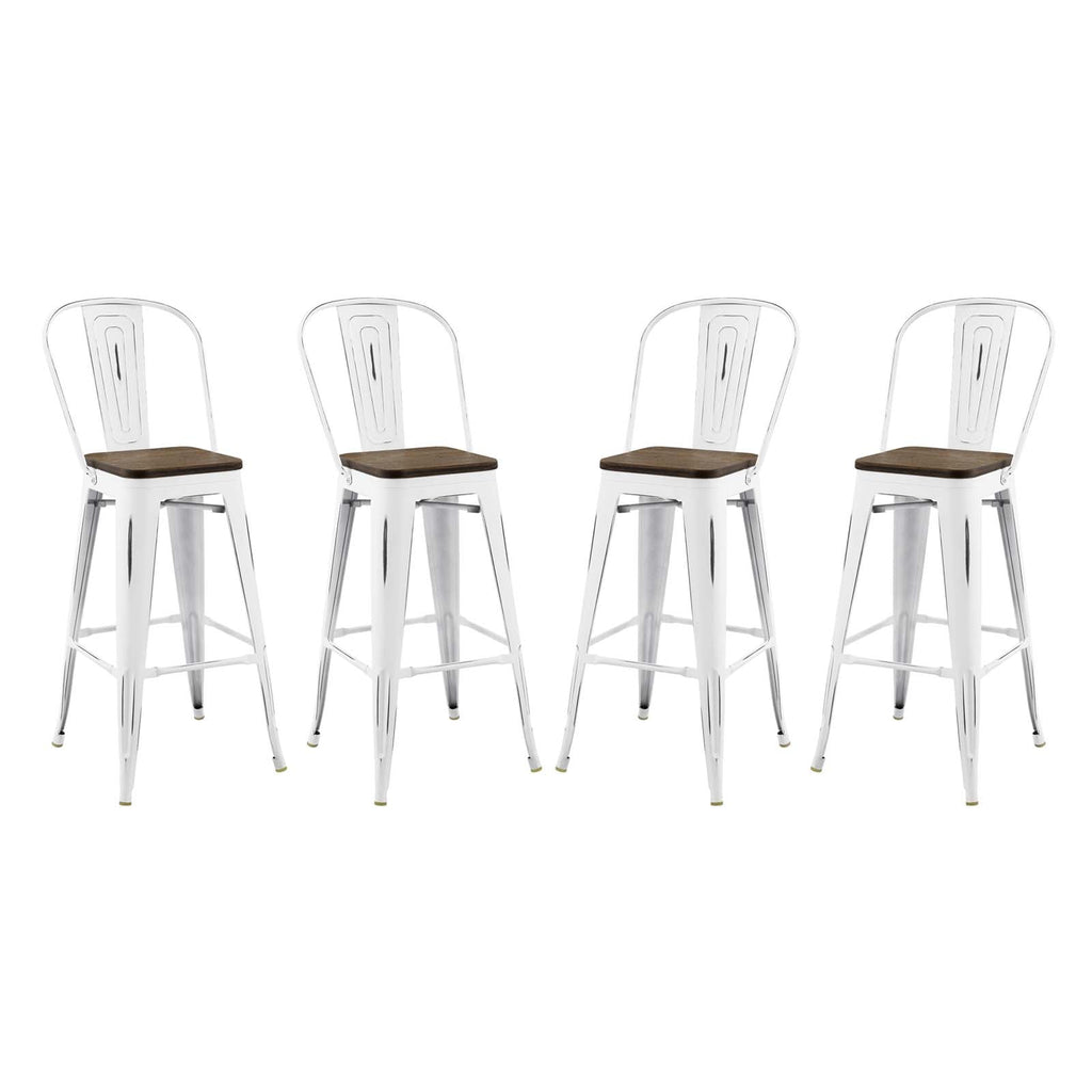 Promenade Bar Stool Metal Set of 4 in White