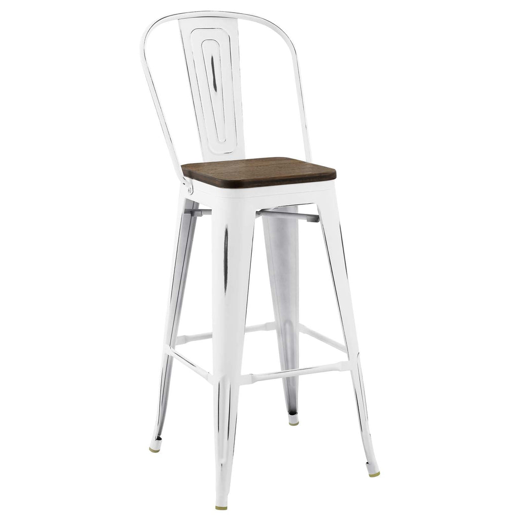 Promenade Bar Stool Metal Set of 4 in White