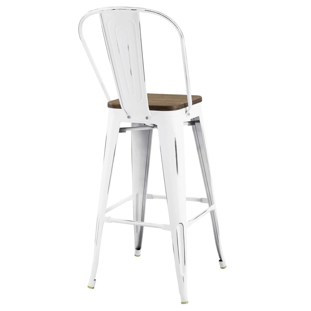 Promenade Bar Stool Metal Set of 4 in White