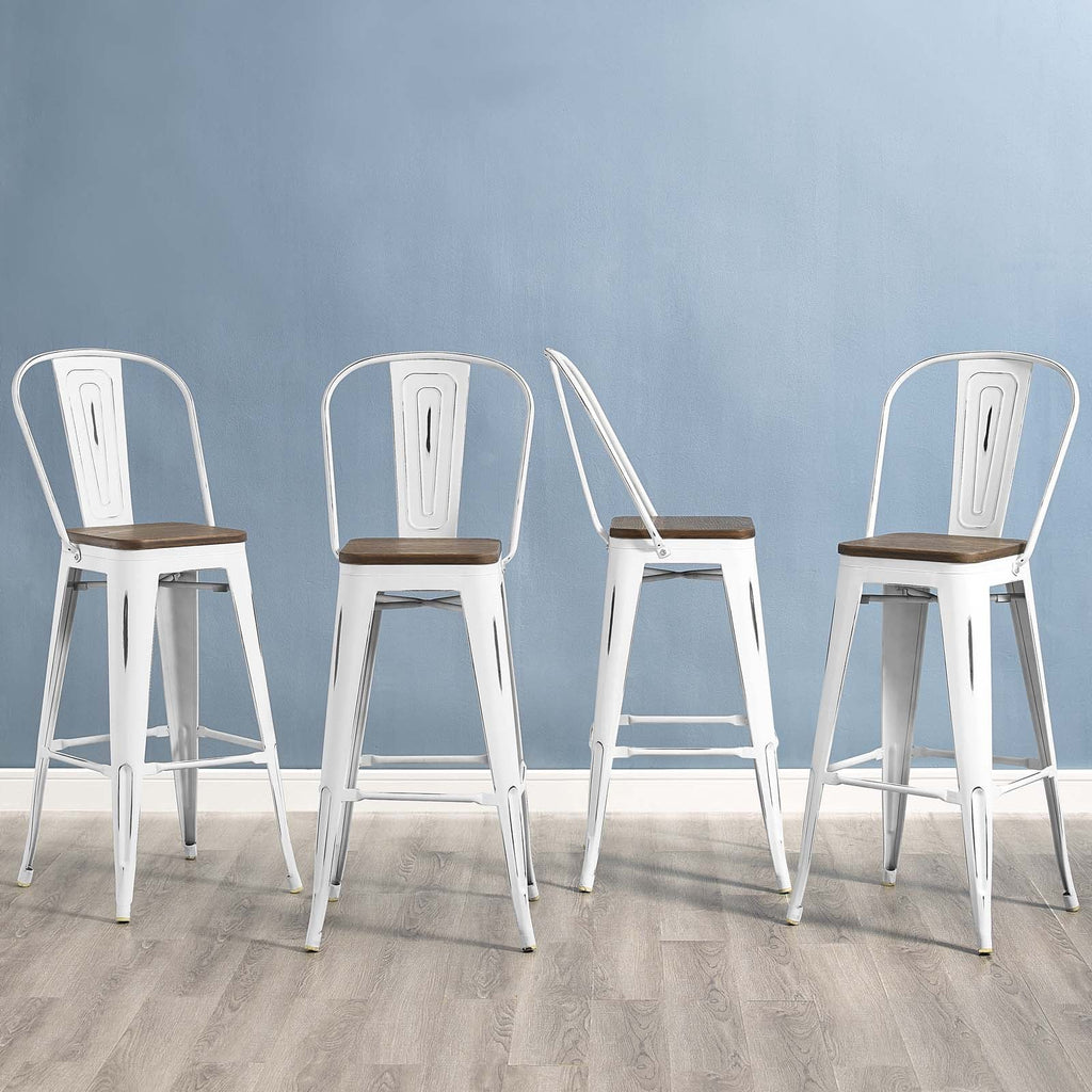 Promenade Bar Stool Metal Set of 4 in White