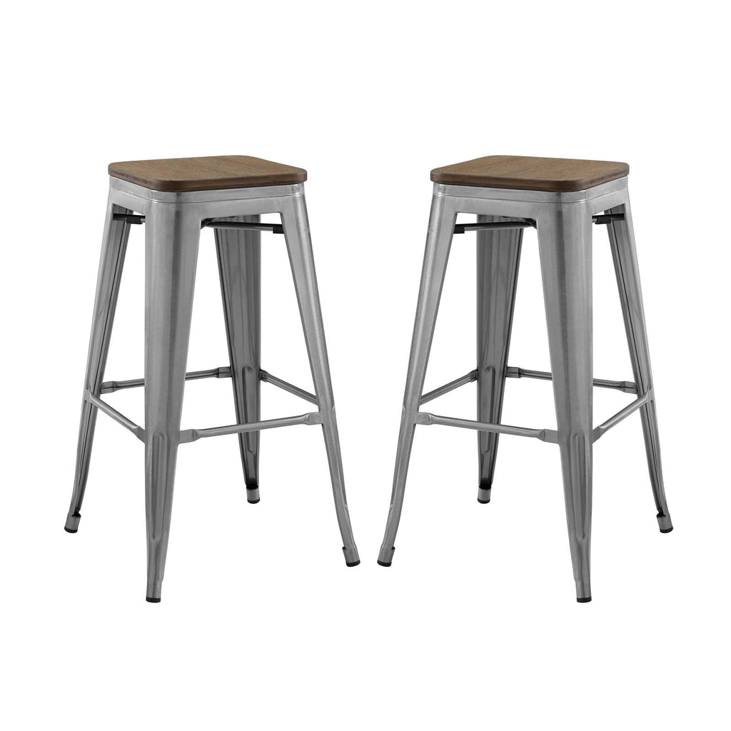 Promenade Bar Stool Set of 2 in Gunmetal-1