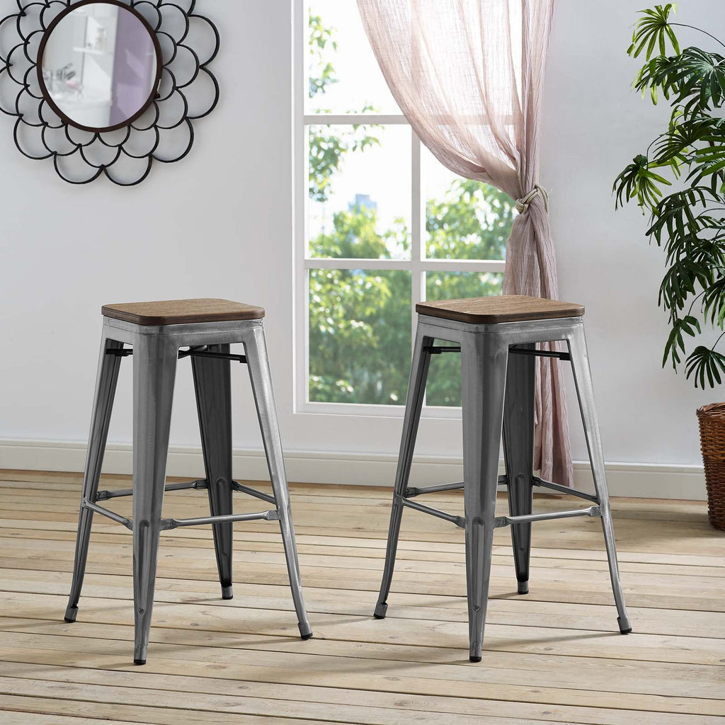 Promenade Bar Stool Set of 2 in Gunmetal-1