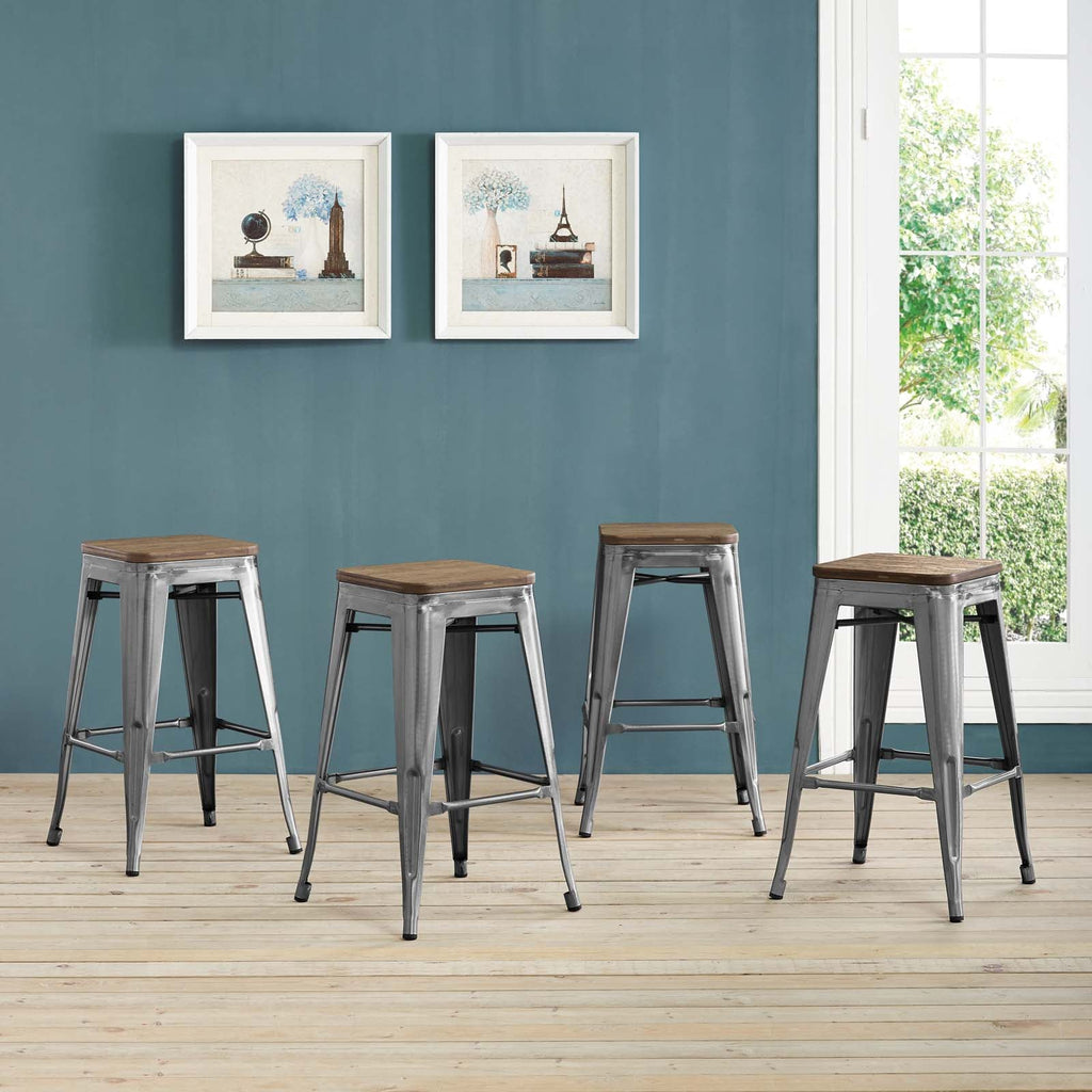 Promenade Counter Stool Set of 4 in Gunmetal