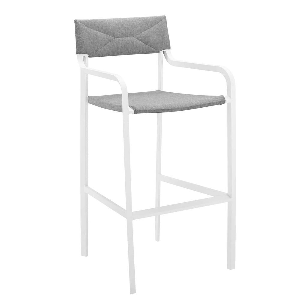 Raleigh Outdoor Patio Aluminum Bar Stool Set of 2 in White Gray