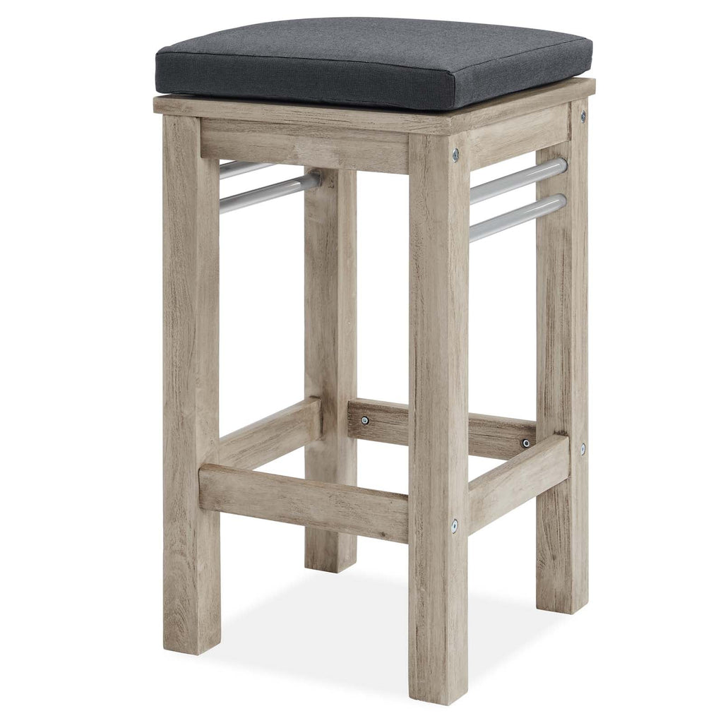 Wiscasset Outdoor Patio Acacia Wood Bar Stool Set of 2