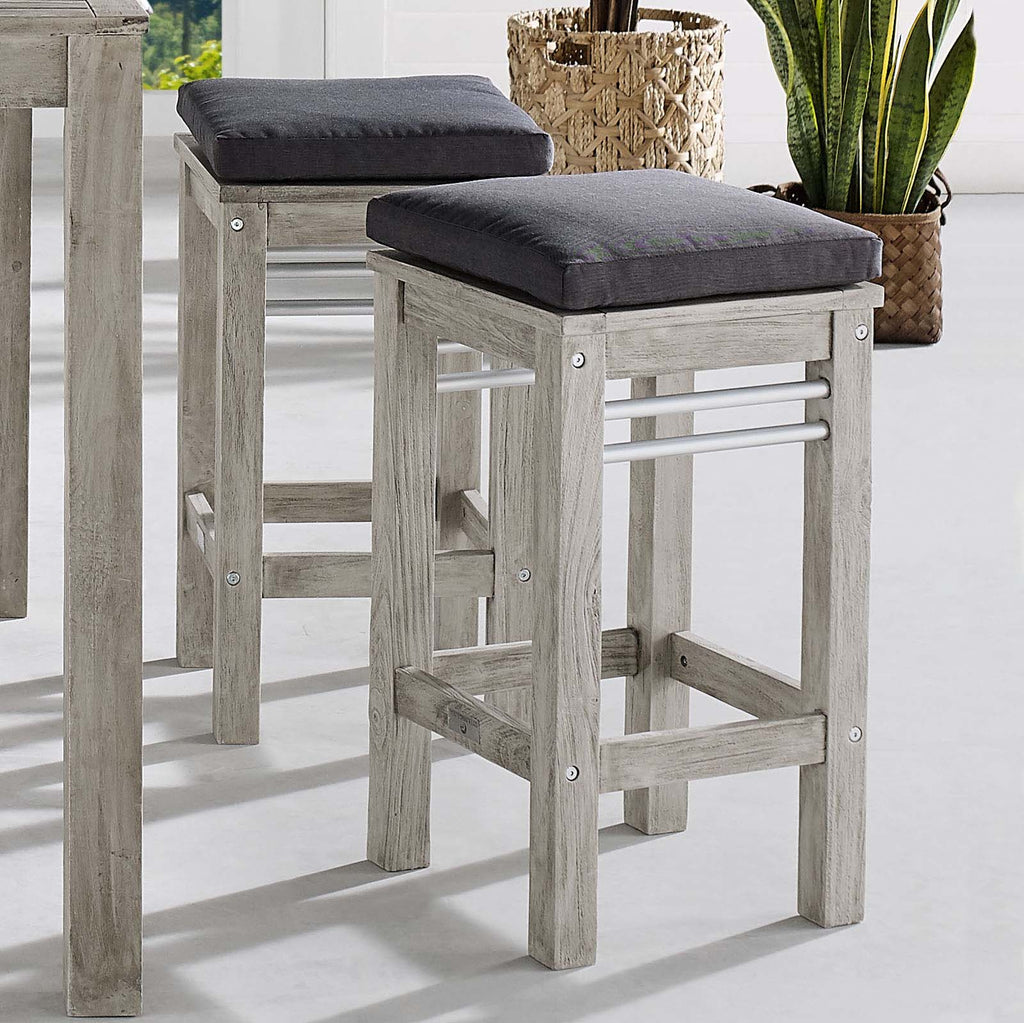 Wiscasset Outdoor Patio Acacia Wood Bar Stool Set of 2