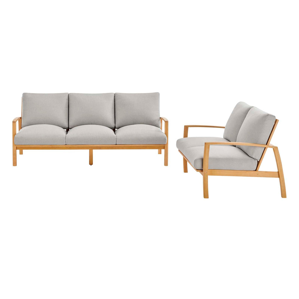 Orlean Outdoor Patio Eucalyptus Wood Sofa and Loveseat Set