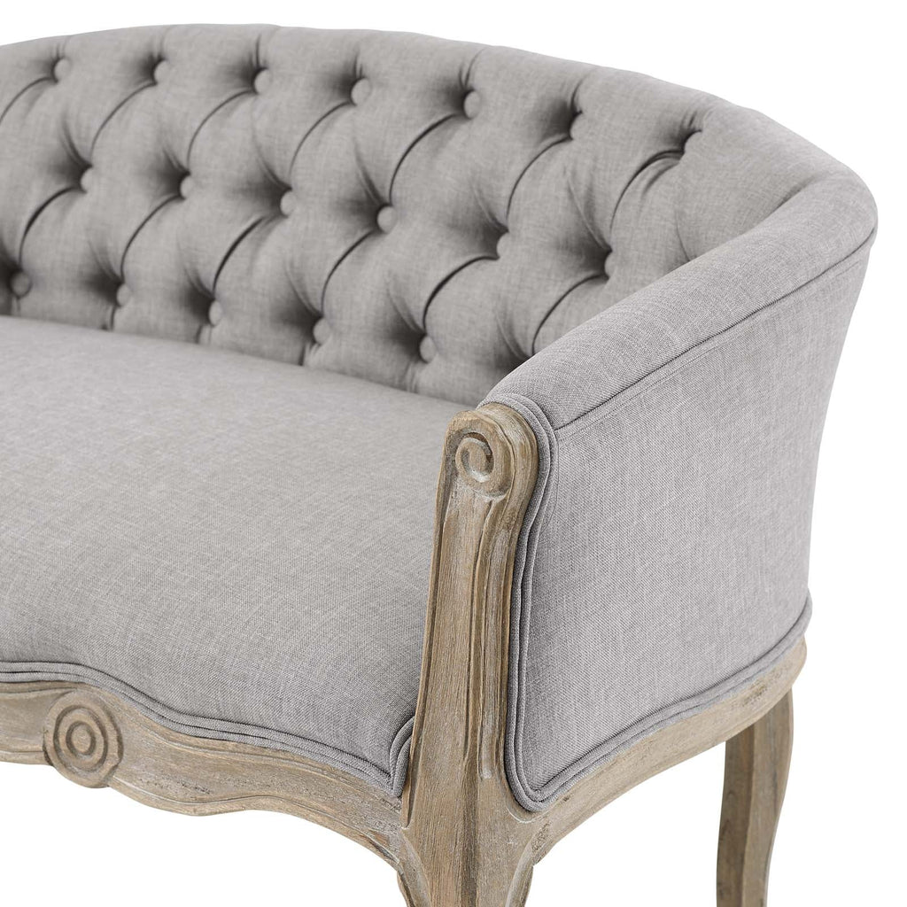 Crown Vintage French Upholstered Settee Loveseat in Light Gray