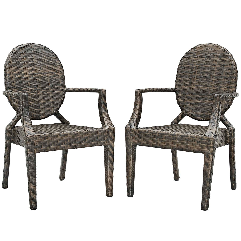 Casper Outdoor Patio Dining Armchair Set of 2 in Brown