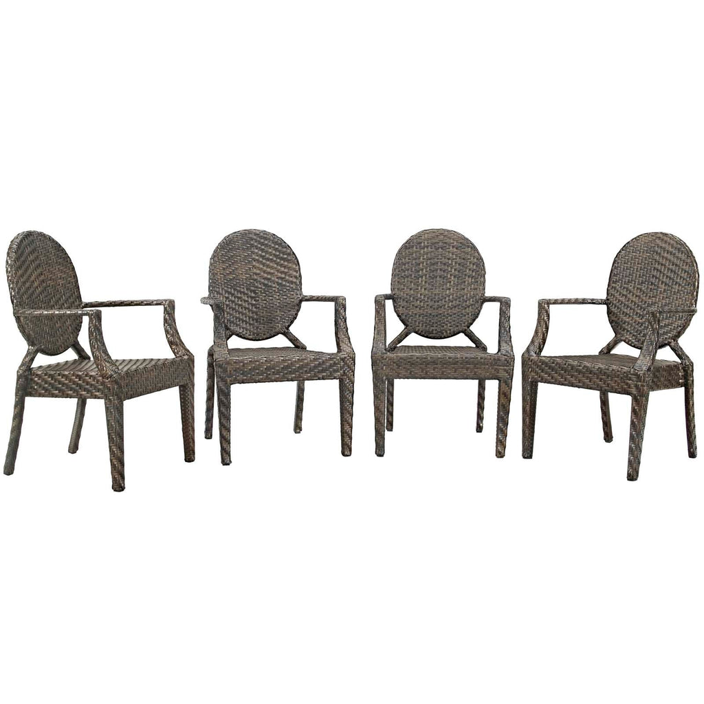 Casper Outdoor Patio Dining Armchair Set of 4 in Brown