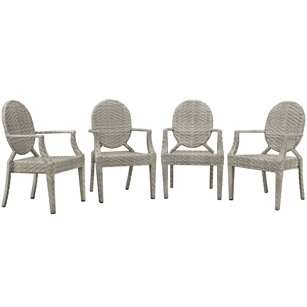 Casper Outdoor Patio Dining Armchair Set of 4 in Light Gray