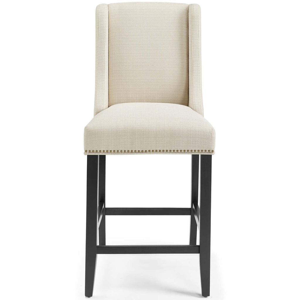 Baron Counter Stool Upholstered Fabric Set of 2 in Beige