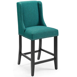 Baron Counter Stool Upholstered Fabric Set of 2 in Teal