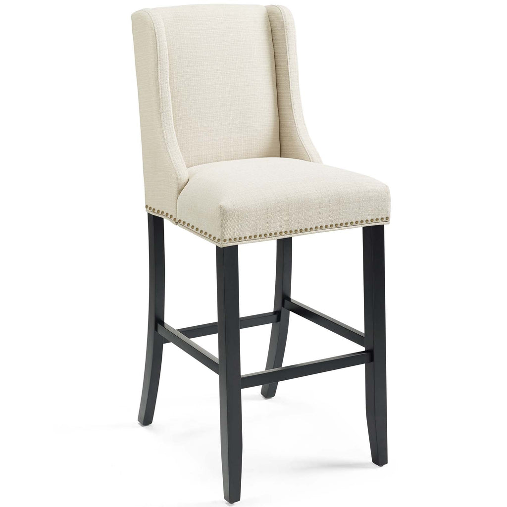 Baron Bar Stool Upholstered Fabric Set of 2 in Beige