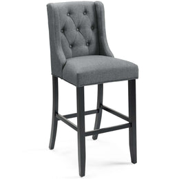 Baronet Bar Stool Upholstered Fabric Set of 2 in Gray