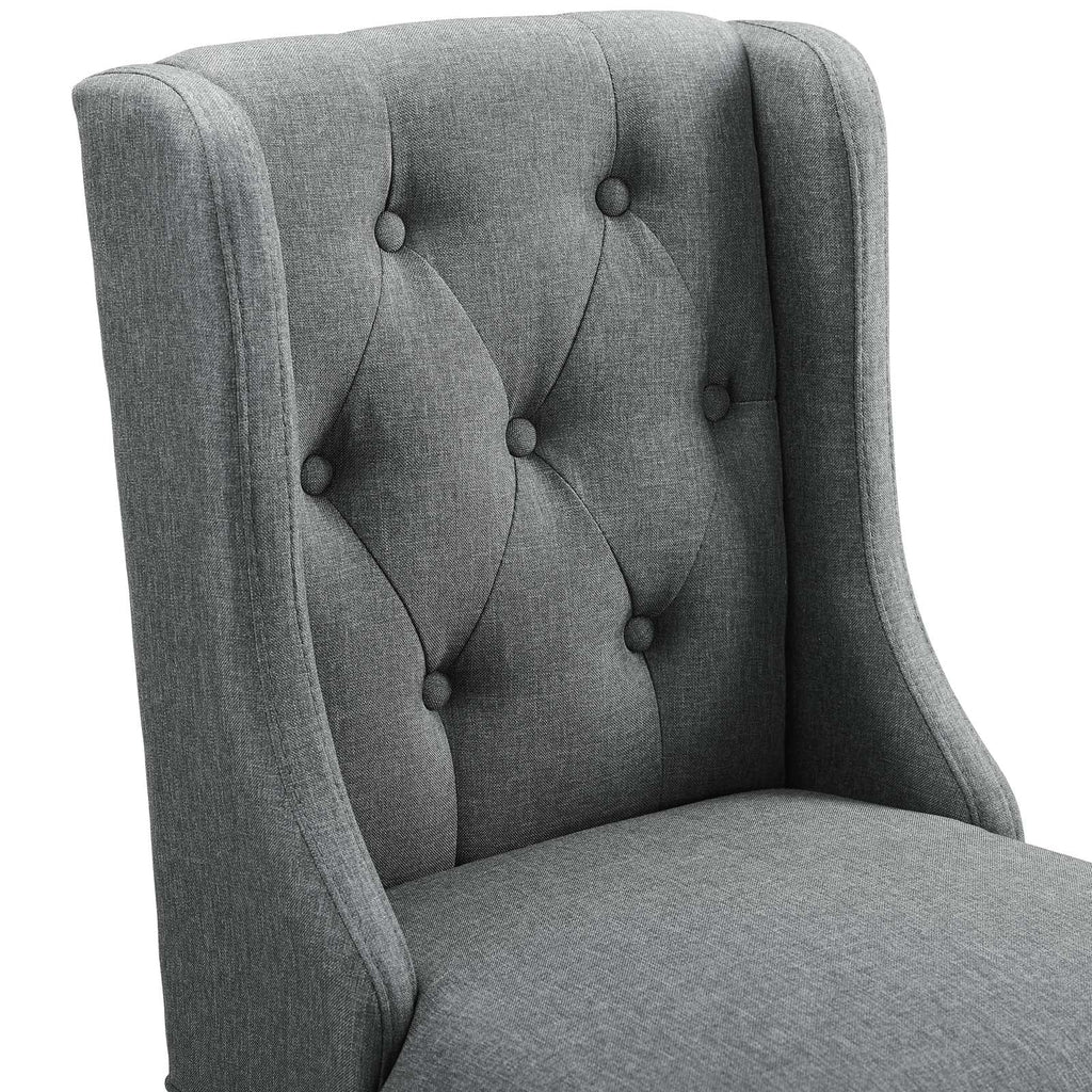 Baronet Bar Stool Upholstered Fabric Set of 2 in Gray