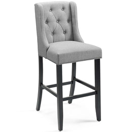 Baronet Bar Stool Upholstered Fabric Set of 2 in Light Gray