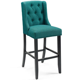 Baronet Bar Stool Upholstered Fabric Set of 2 in Teal