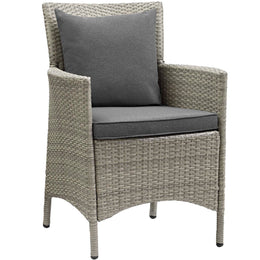 Conduit Outdoor Patio Wicker Rattan Dining Armchair Set of 2 in Light Gray Charcoal