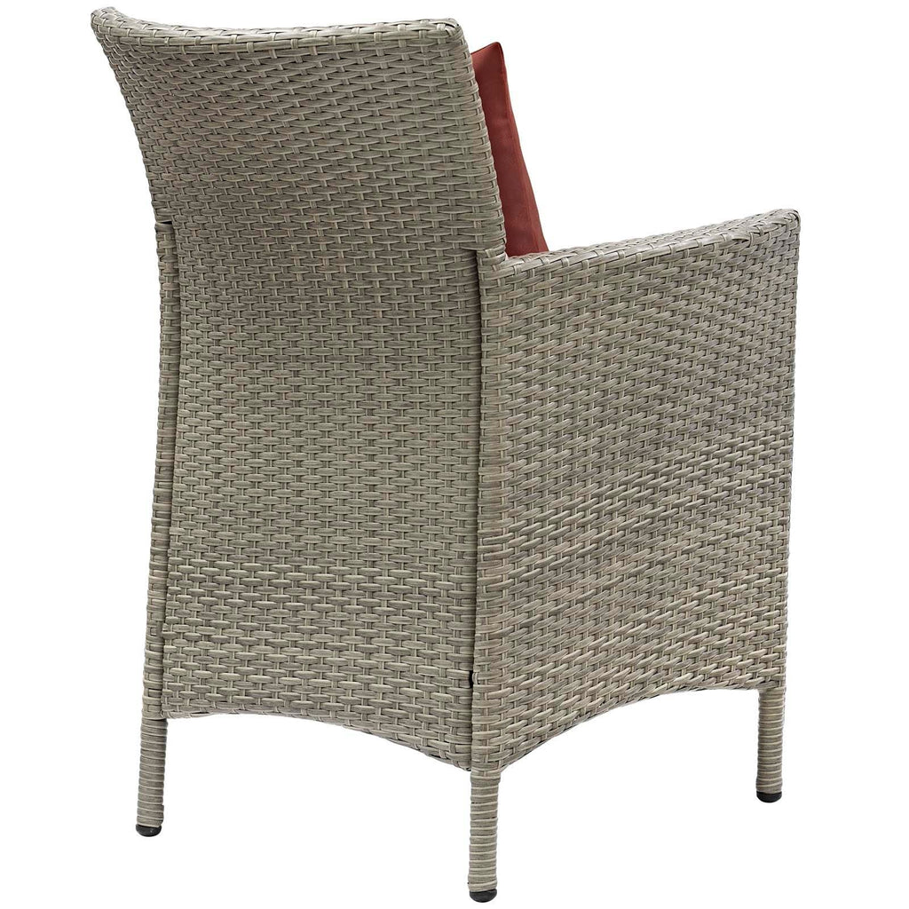 Conduit Outdoor Patio Wicker Rattan Dining Armchair Set of 4 in Light Gray Currant