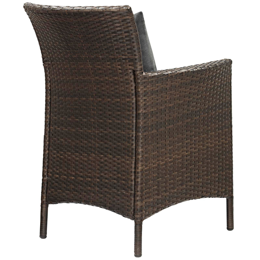 Conduit Outdoor Patio Wicker Rattan Dining Armchair Set of 2 in Brown Charcoal