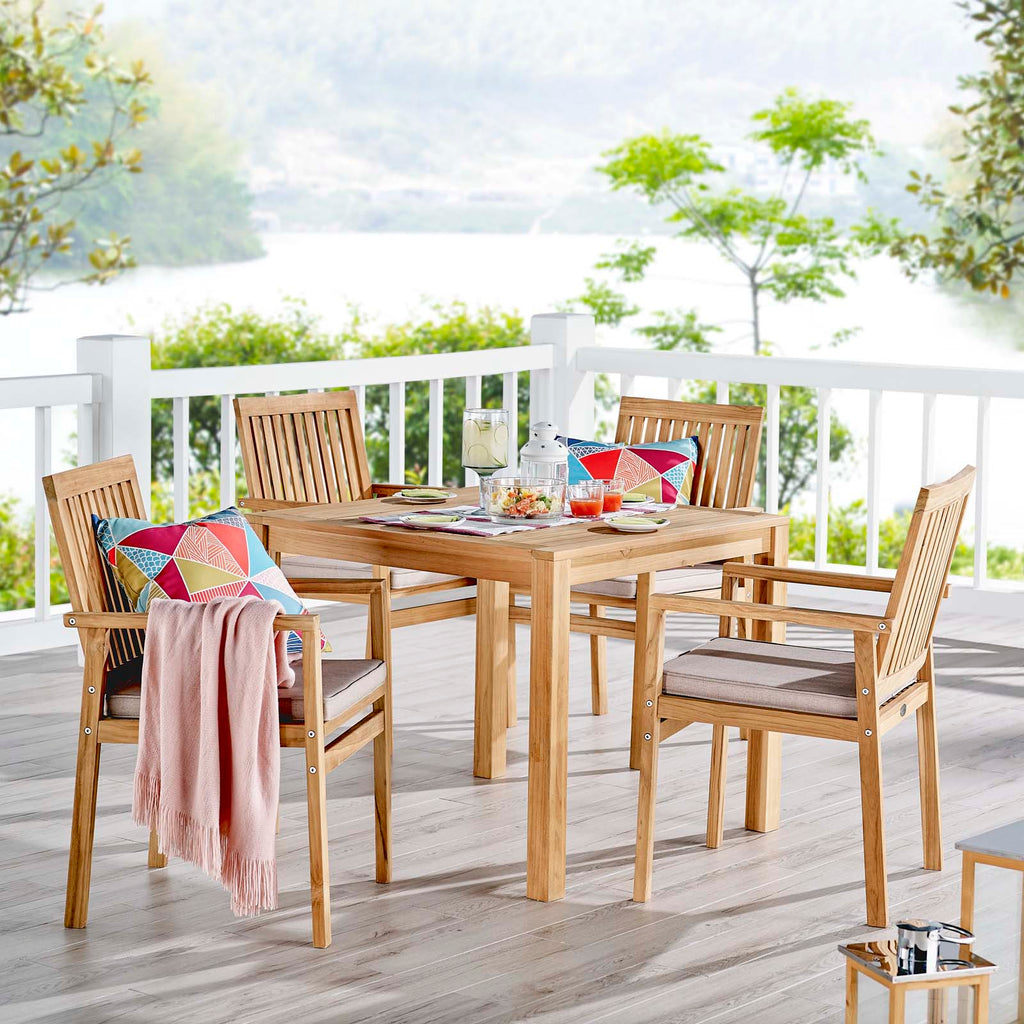 Farmstay 5 Piece Outdoor Patio Teak Wood Dining Set