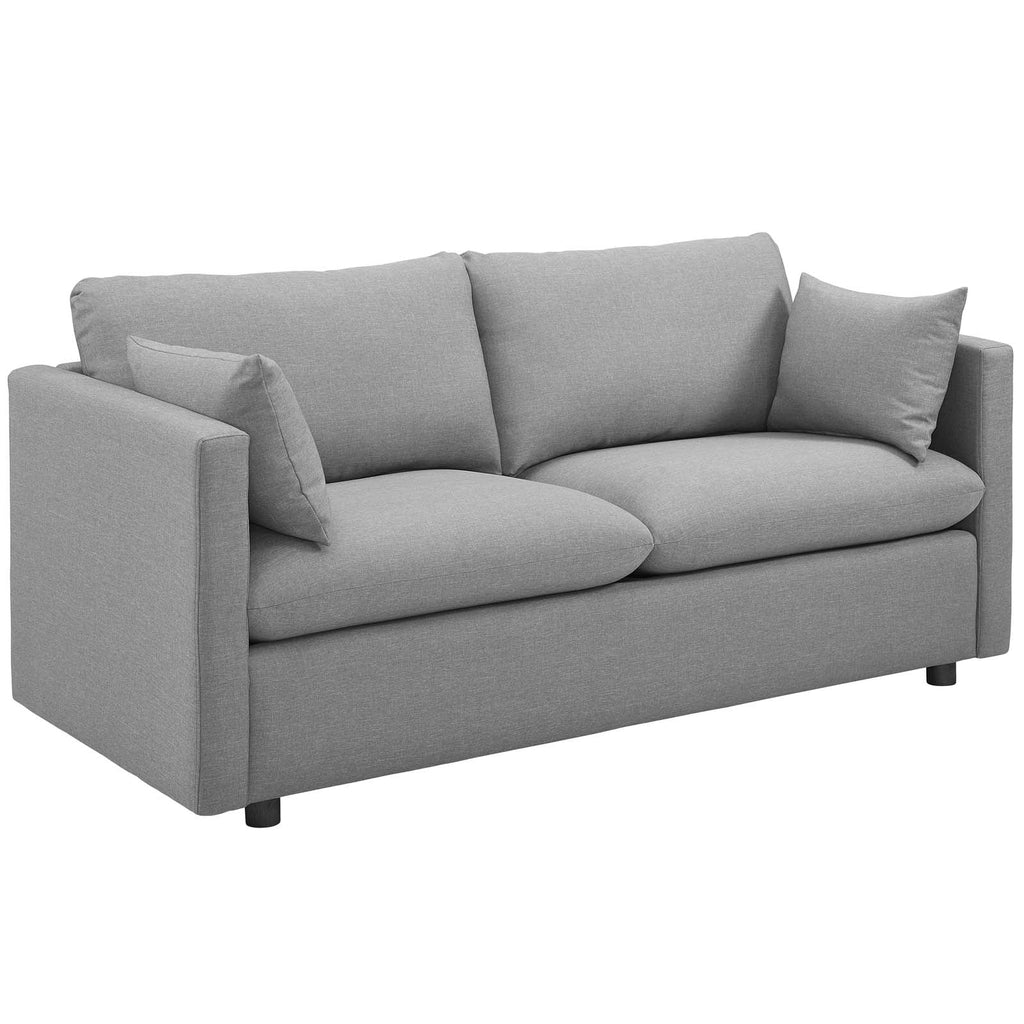 Activate Upholstered Fabric Sofa and Armchair Set in Light Gray