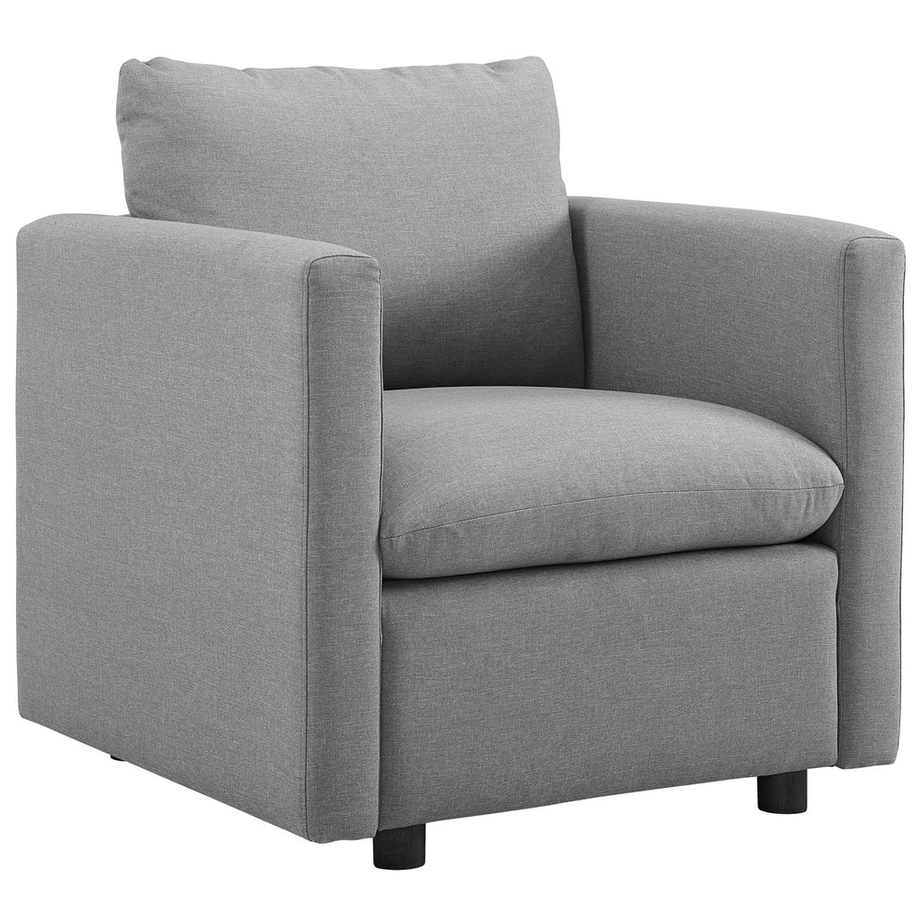 Activate Upholstered Fabric Sofa and Armchair Set in Light Gray