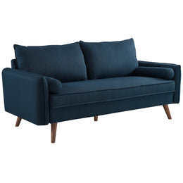 Revive Upholstered Fabric Sofa and Loveseat Set in Azure