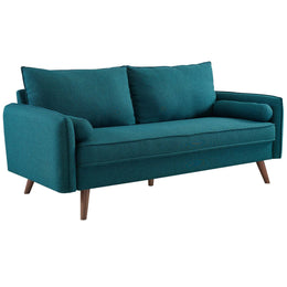 Revive Upholstered Fabric Sofa and Loveseat Set in Teal