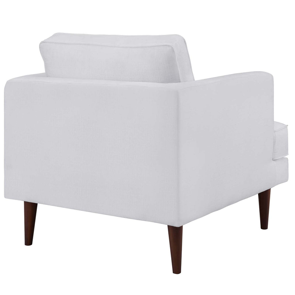 Agile Upholstered Fabric Sofa and Armchair Set in White