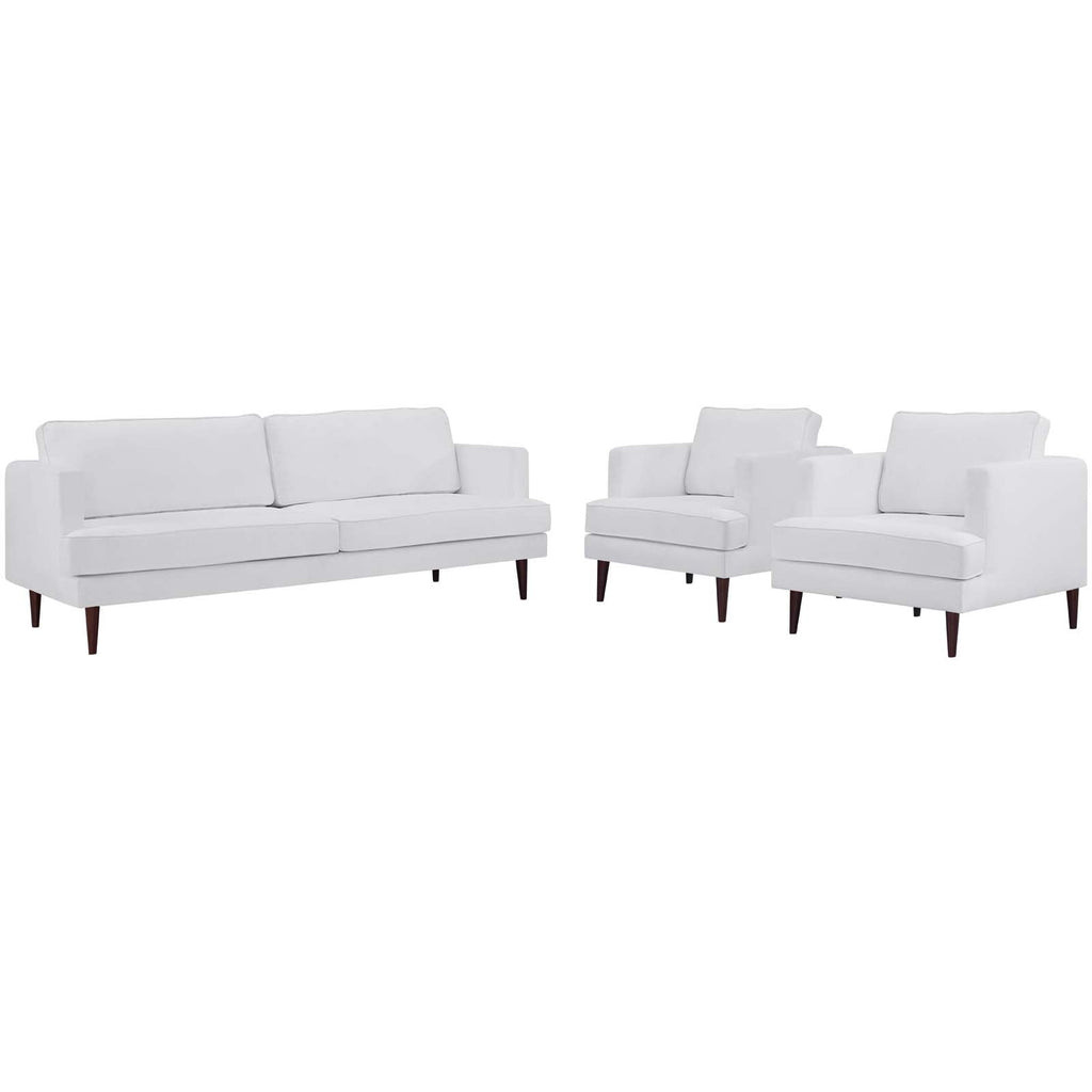 Agile 3 Piece Upholstered Fabric Set in White