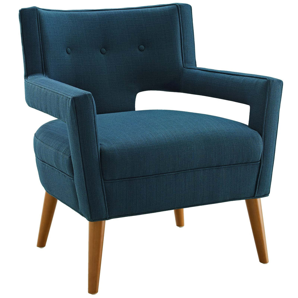 Sheer Upholstered Fabric Loveseat and Armchair Set in Azure