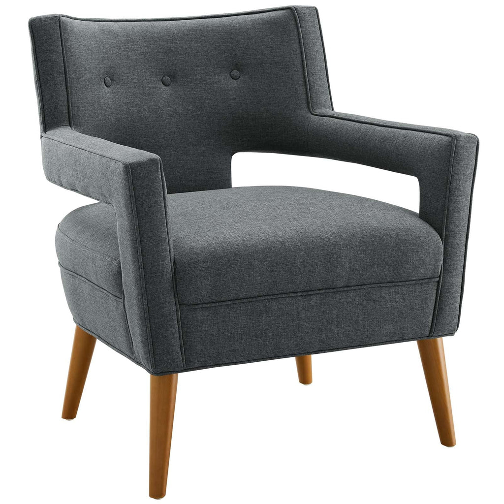 Sheer Upholstered Fabric Loveseat and Armchair Set in Gray
